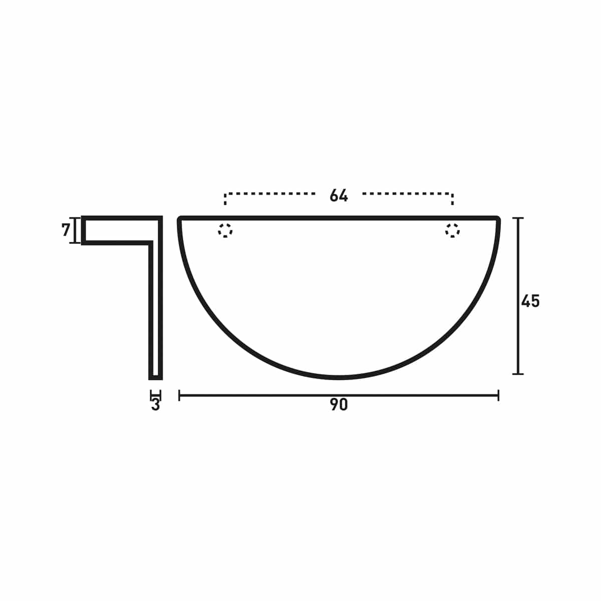 HALF MOON SATIN BRASS LIP HANDLE 64MM CTC