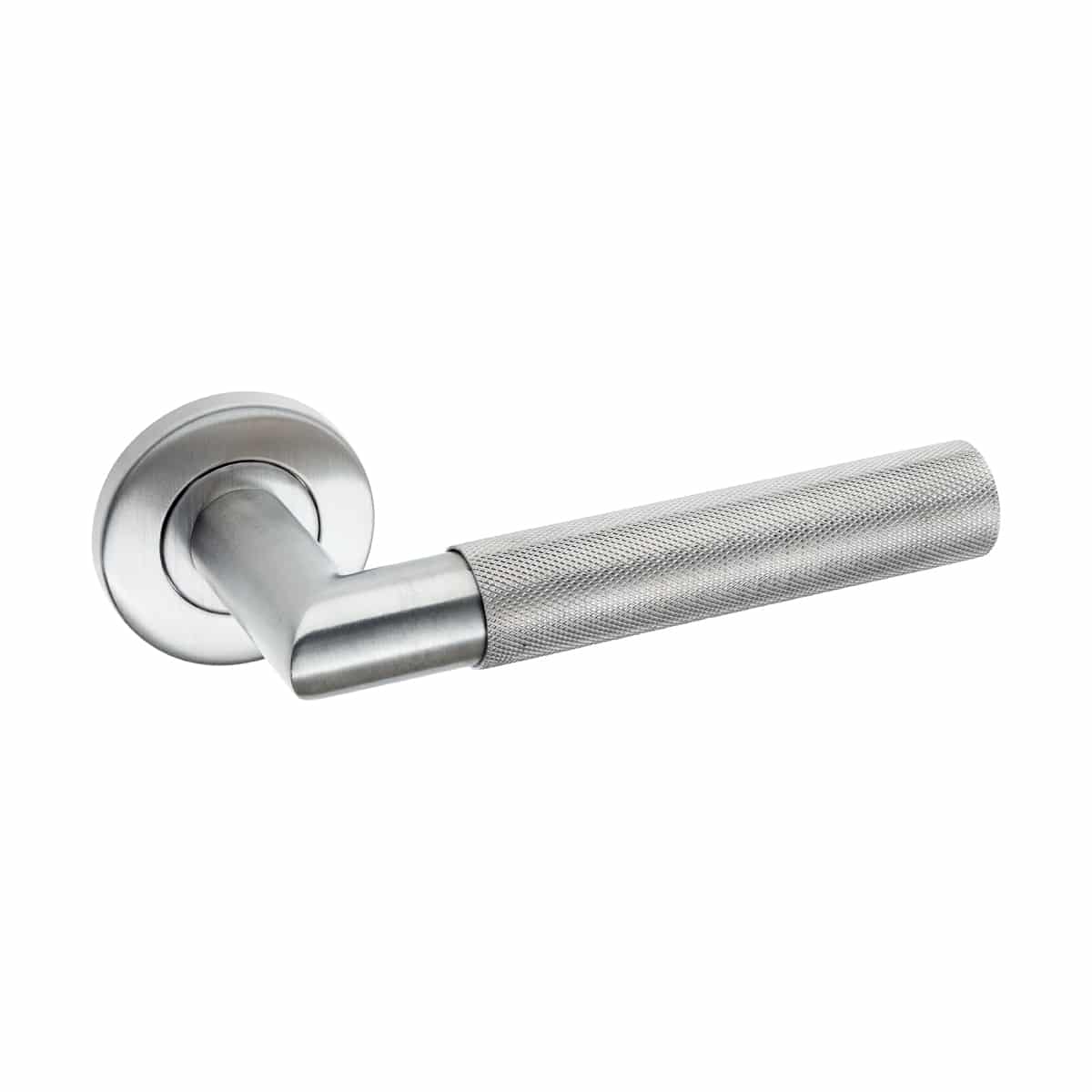 KNURLED LEVER ON RND ROSE STAINLESS STEEL INCLUDING ESCUTCHEONS