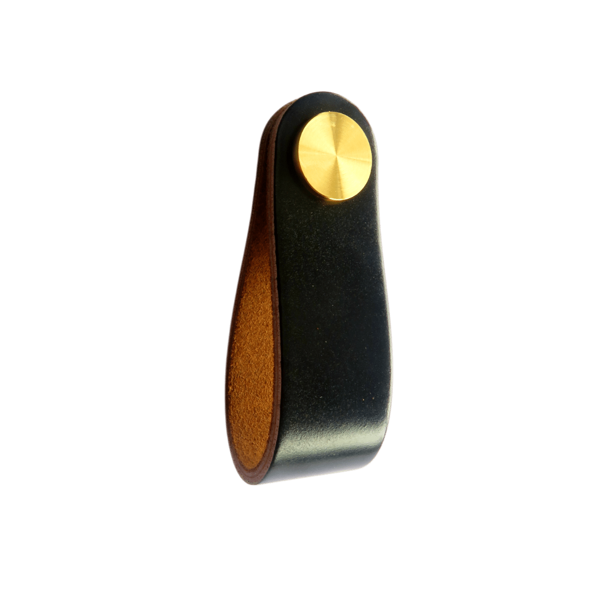 LEATHER PULL HANDLE 128MM MATT BLK