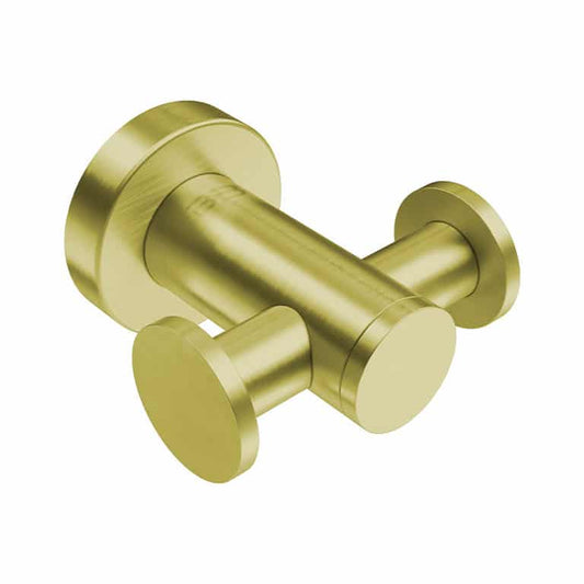 ROBE HOOK DOUBLE BRUSH CHAMPAGNE GOLD