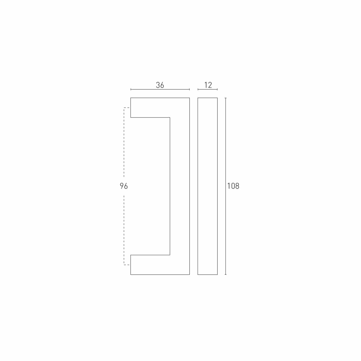 SQUARE HANDLE SATIN NICKEL 96MM