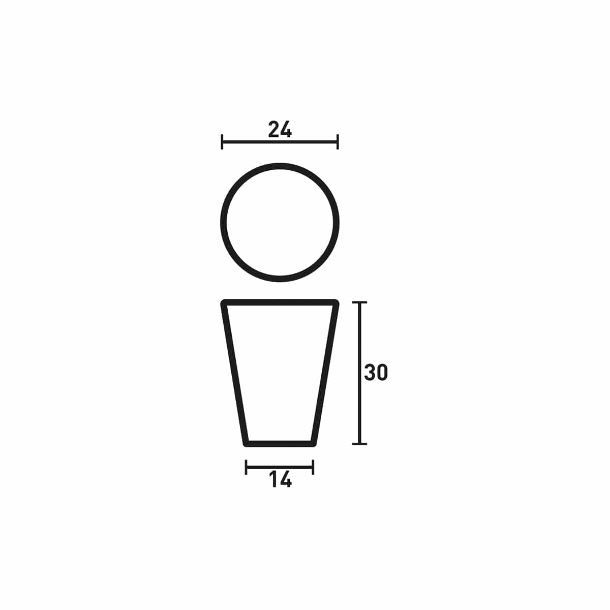 CONICAL KNOB BLACK 22MM
