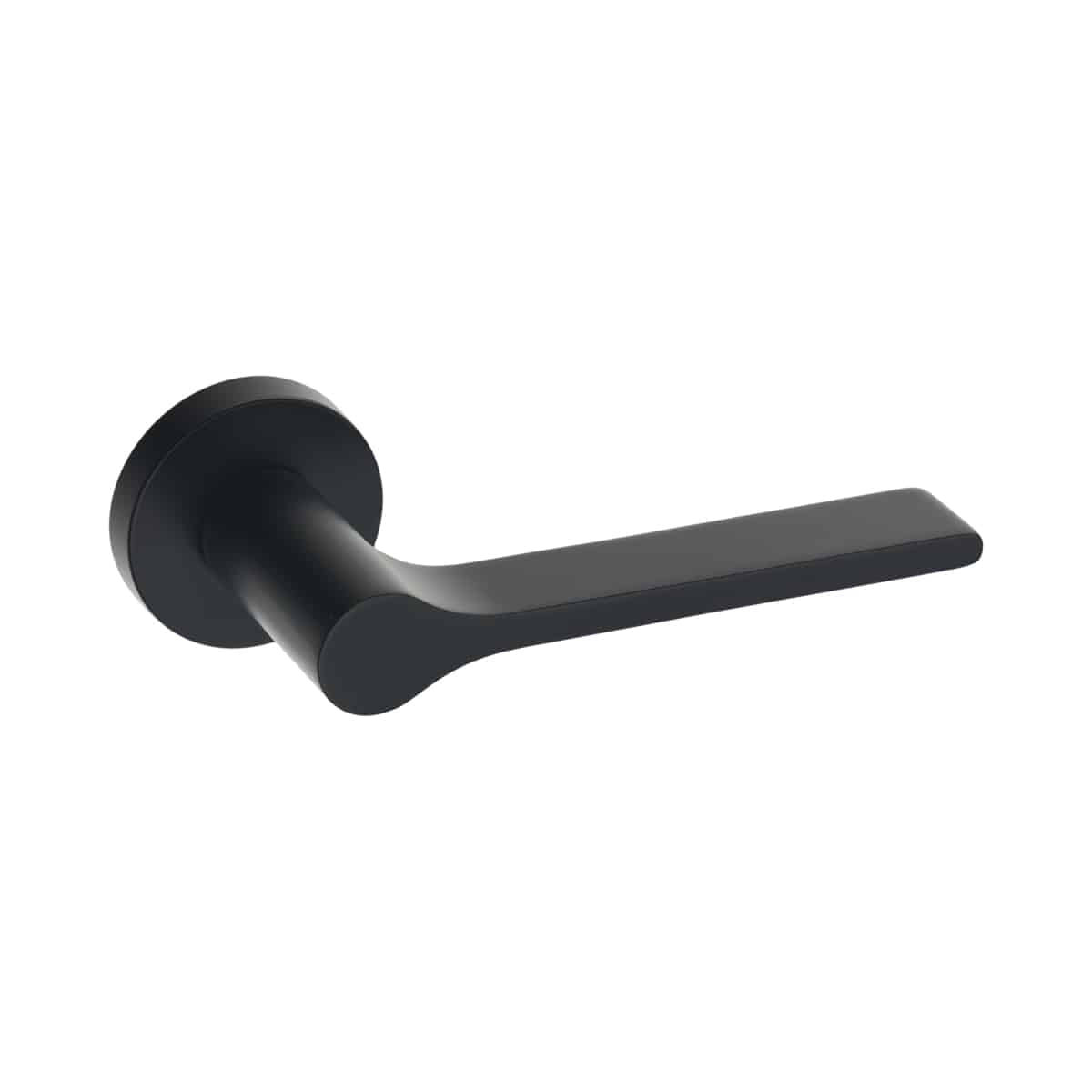 TIMELESS DOOR HANDLE MATT BLACK ON ROUND ROSE INCLUDING ESCUTCHEONS