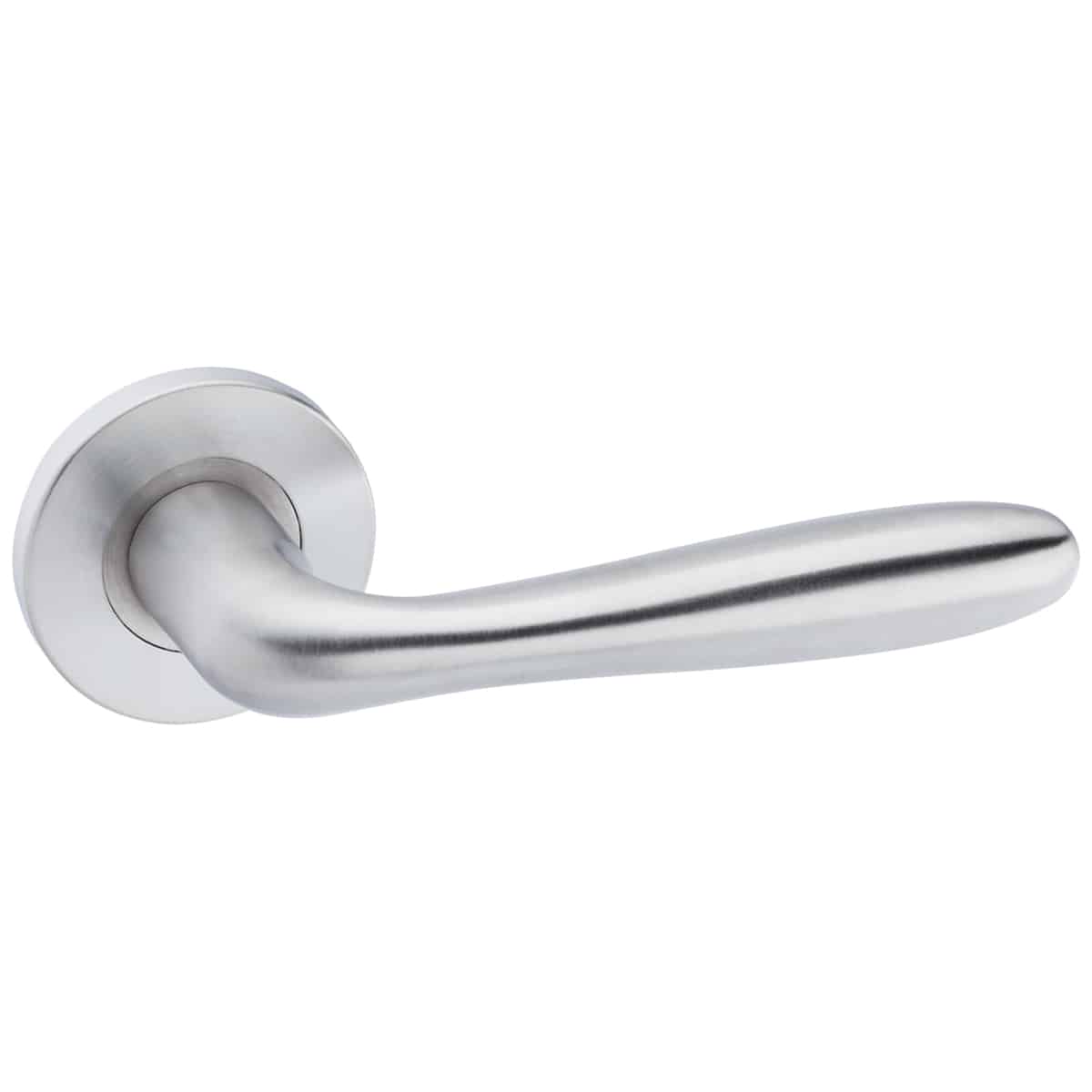 LAMU LEVER ON ROUND ROSE STAINLESS STEEL INCL ESCUTCHEONS