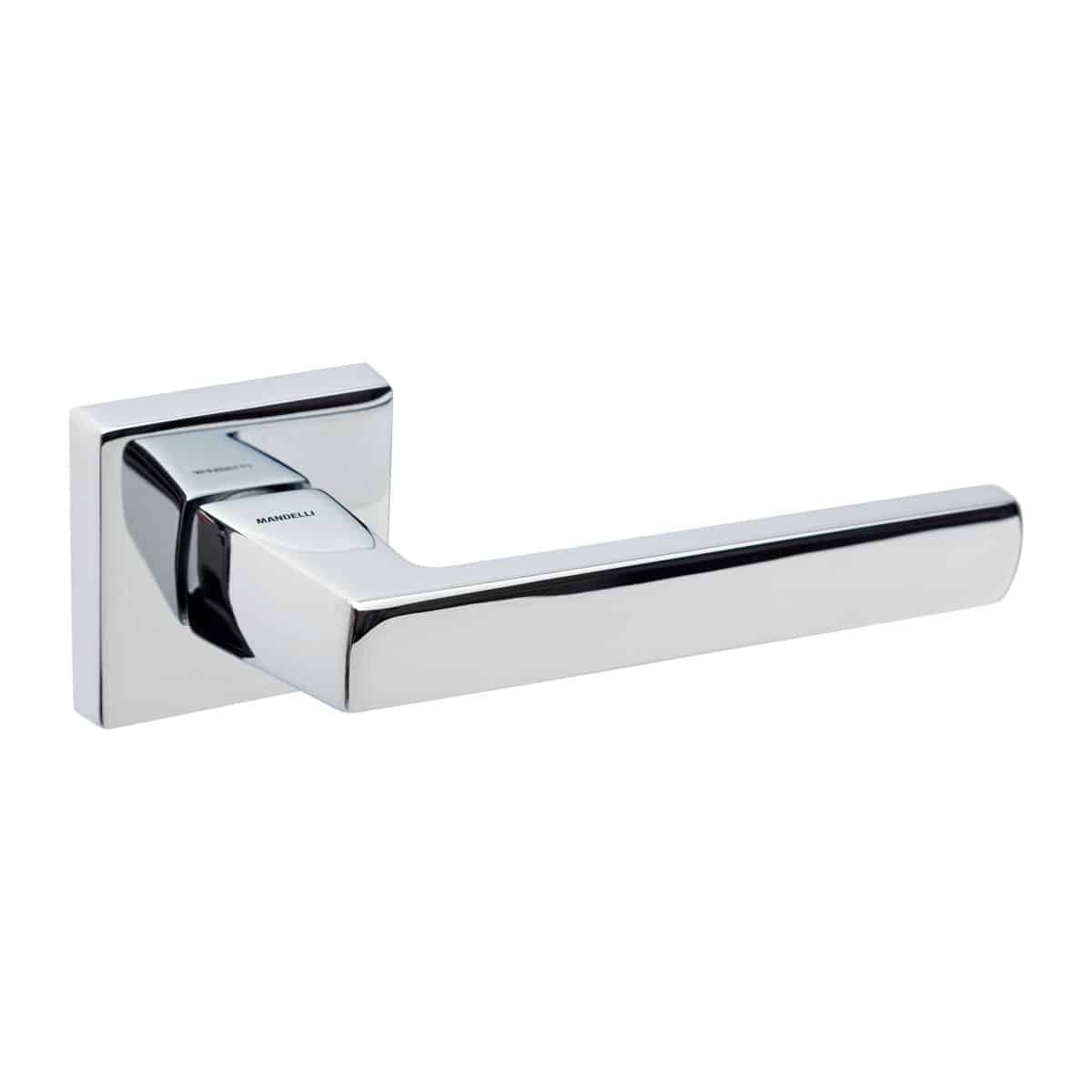 polished chrome lever handle on square rose mandelli