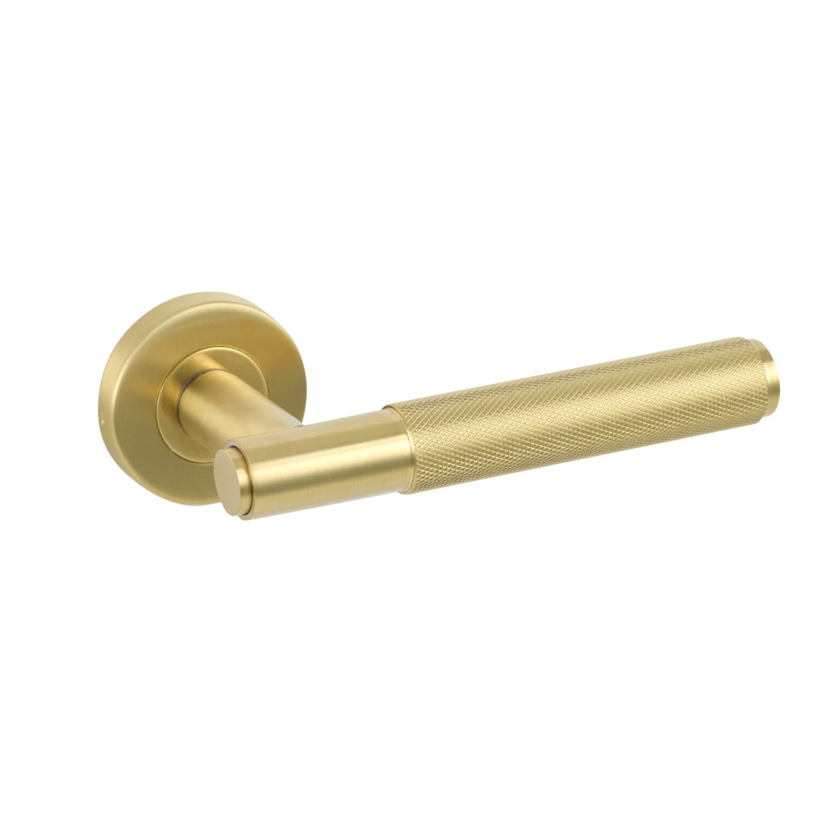 KNURLED LEVER HANDLE ON ROSE PVD BRASS WITH ESCUTCHEONS